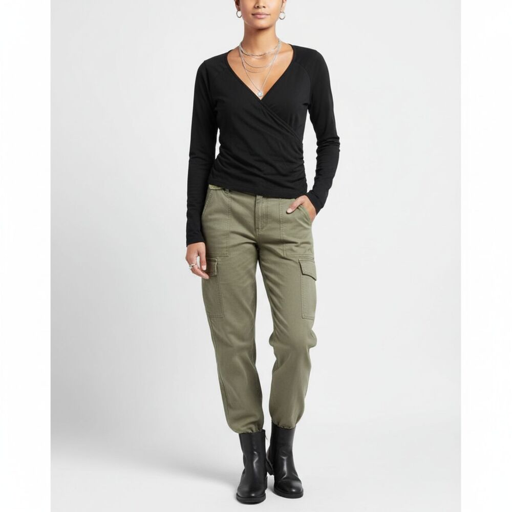 Sahalie Front Wrap Long Sleeve Cotton Blend Top L - Picture 6 of 7